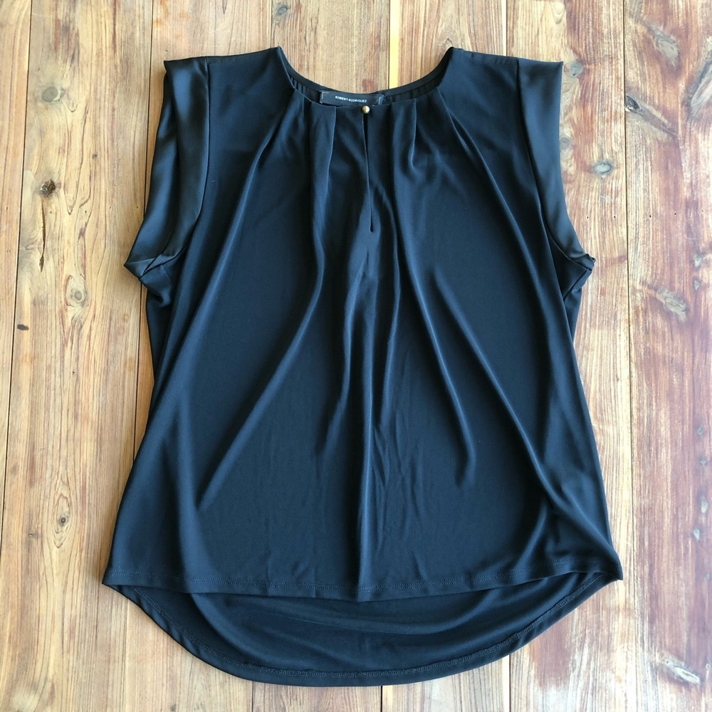 Robert Rodriguez Black Cap Sleeve Keyhole Top